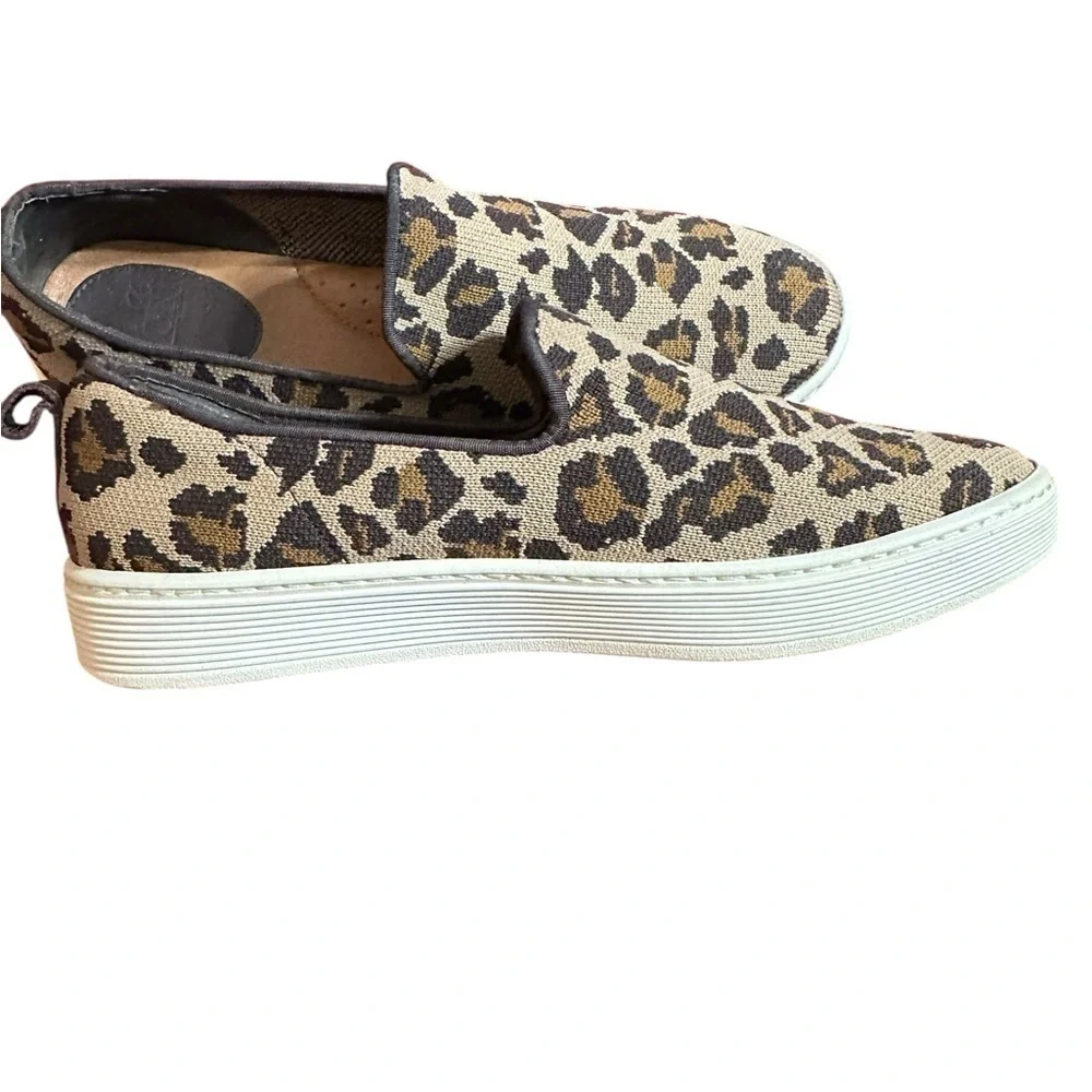 Sofft Leopard Tan Knit Print Somers Sneaker Slip-on Shoe - Picture 6 of 10